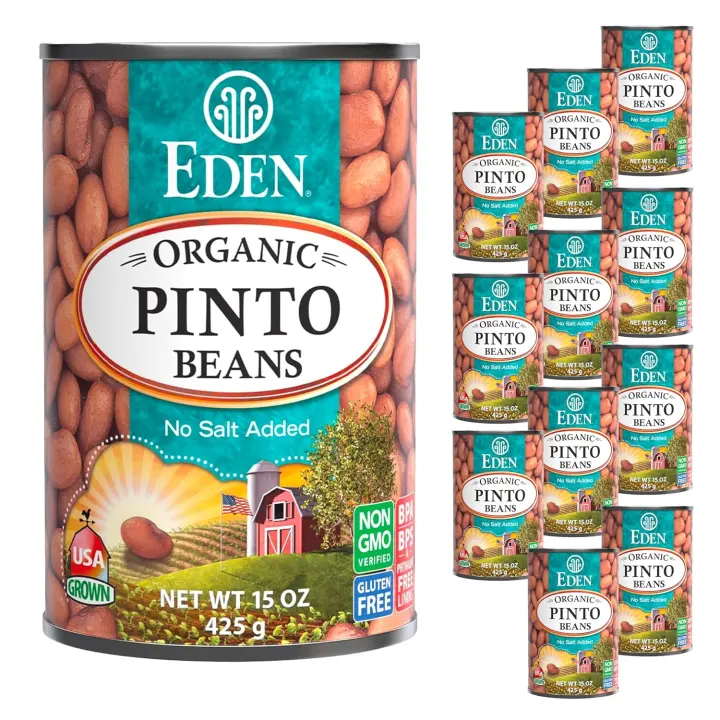 Eden Organic Pinto Beans — 12-Pack of 15 oz Heat‑and‑Serve Cans