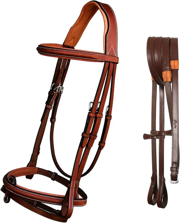 Exion English Jumping Bridle — Removable Flash Noseband & Rubber Reins