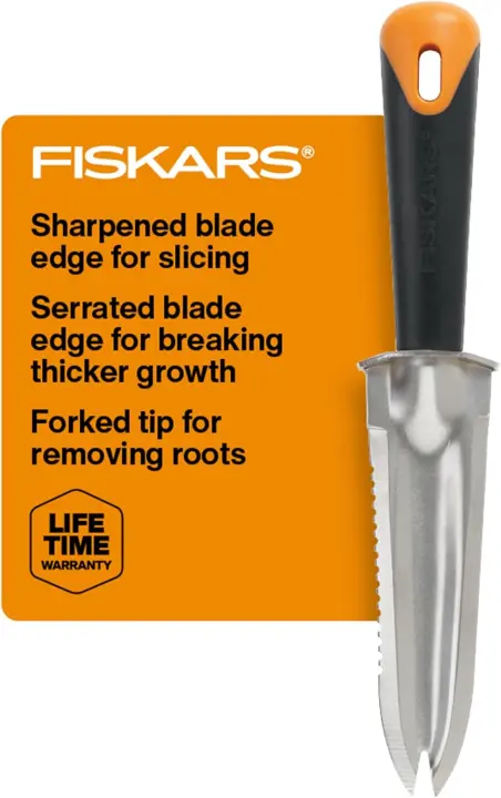 Fiskars Big Grip Steel Garden Knife — Multi-Purpose Weeding & Planting Tool