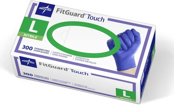 FitGuard Touch Nitrile Exam Gloves — Large, 300-Count, Powder-Free
