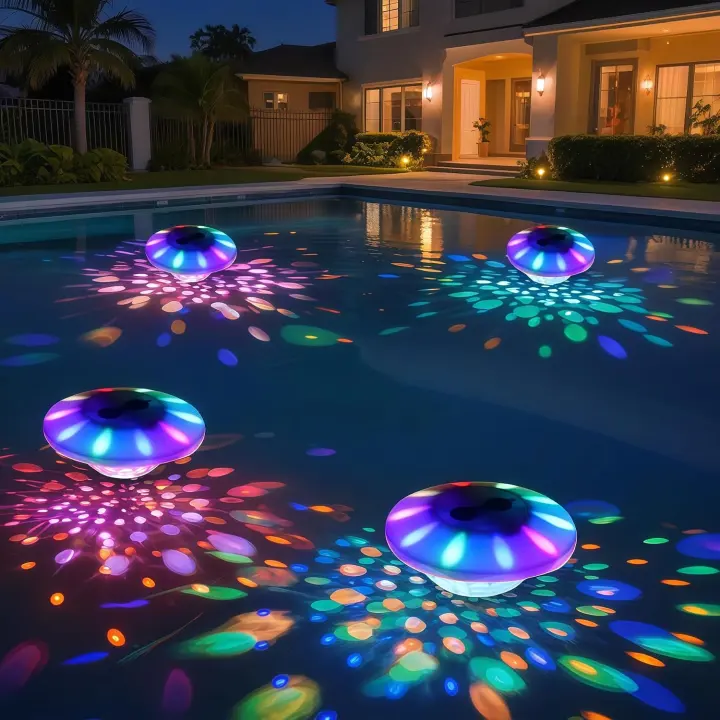 Floating LED Pool Lights — 4-Pack, 4000mAh, 7 Colors, IP68
