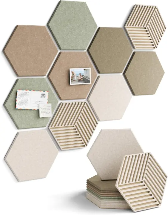 Fluxynara Hexagon Felt Panels — 10-Pack (Linen Dusk)