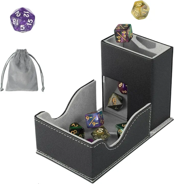 Foldable PU Leather Dice Tower & Magnetic Dice Tray for RPGs