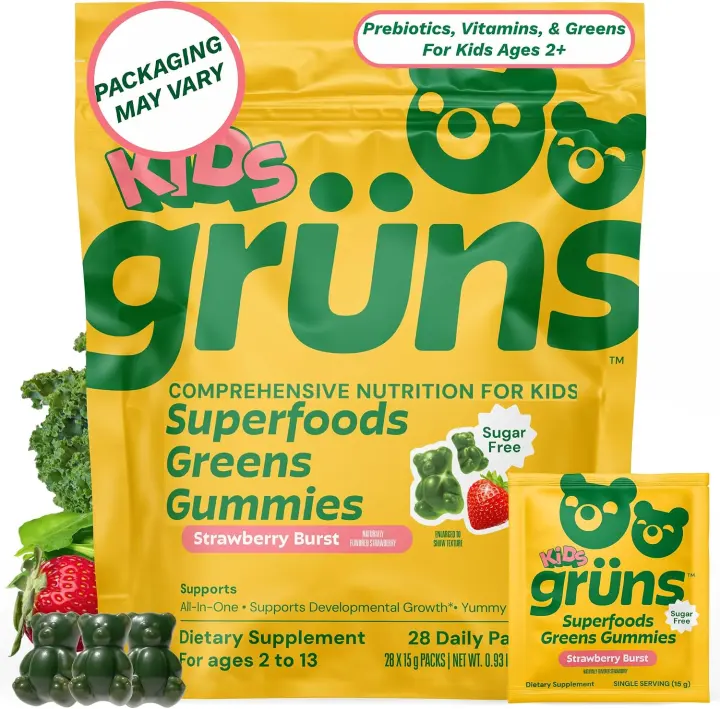 Gruns Superfood Multivitamin Gummies for Kids — 28 Count, Sugar-Free