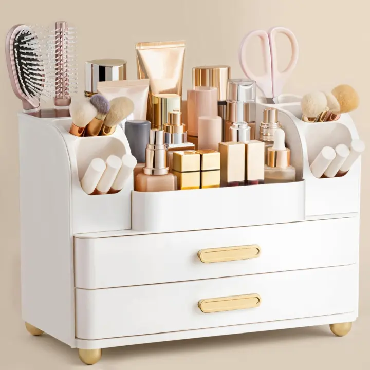 HBlife Vanity Makeup Organizer with Brush Holder and Drawers