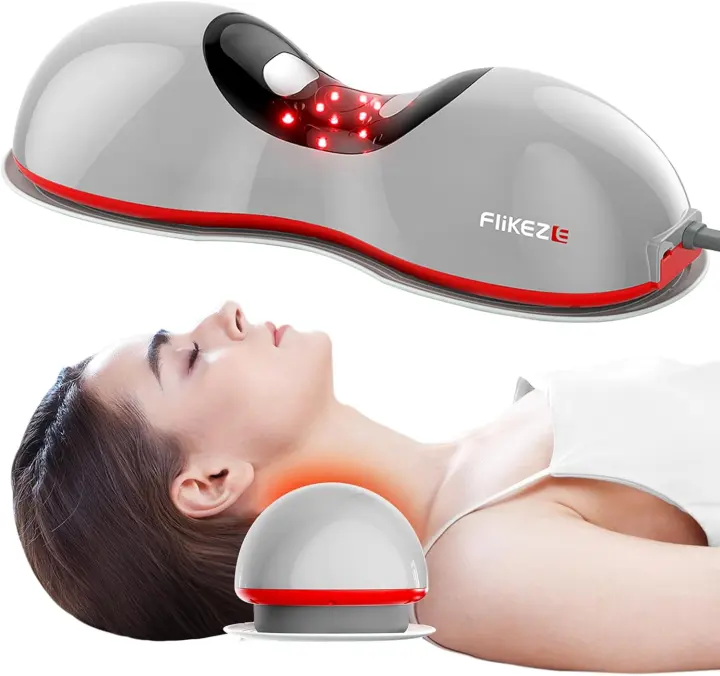 Heated Neck Stretcher & Wireless Massager Pillow with Red-Light Therapy