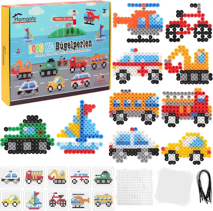Homgaty 10mm XL Fuse Beads Kit — Vehicle-Themed Craft Set