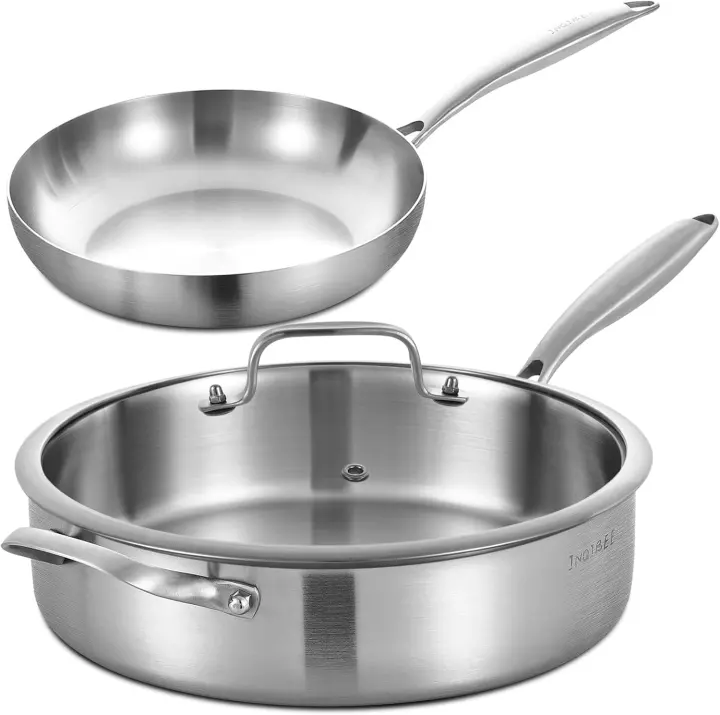 Inqibee 10" Skillet & 6-Quart Tri-Ply Stainless Sauté Pan Set