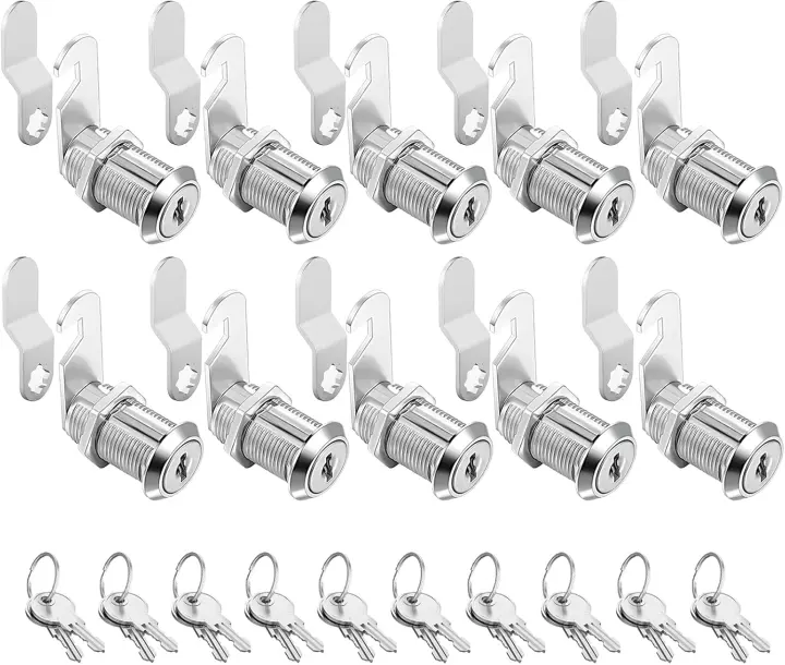 Keyed-Alike 1-1/8" Cabinet Cam Lock Set — 10-Pack Zinc Alloy