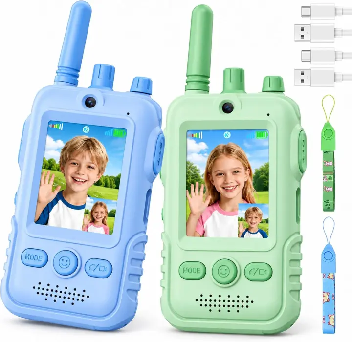 Kids Video Walkie Talkies — 2-Pack Rechargeable Camera Units