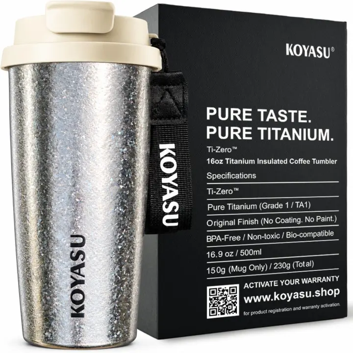 KOYASU Ti-Zero 16oz Pure Titanium Travel Tumbler — Insulated Mug