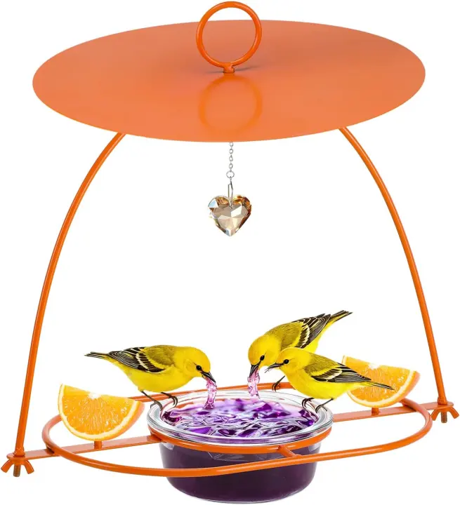 Large Oriole Hanging Feeder with Metal Rain Guard and 14.2 oz Bowl