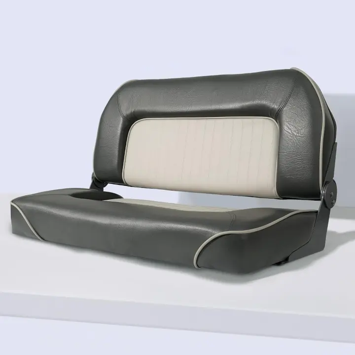 Low-Back Folding Boat Bench Seat — Double Fishing Seat (Deep Gray)
