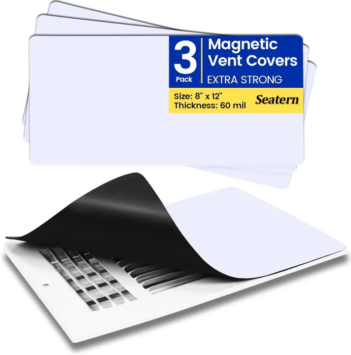 Magnetic Vent Covers — Extra-Strong 8" x 12" White (3-Pack)