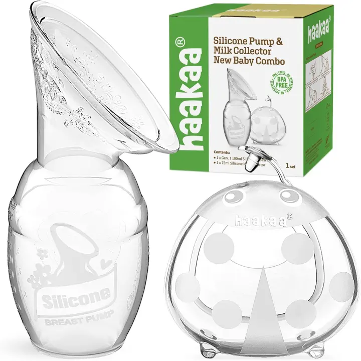 Manual Silicone Breast Pump Set — 4oz Pump & Ladybug Milk Collector