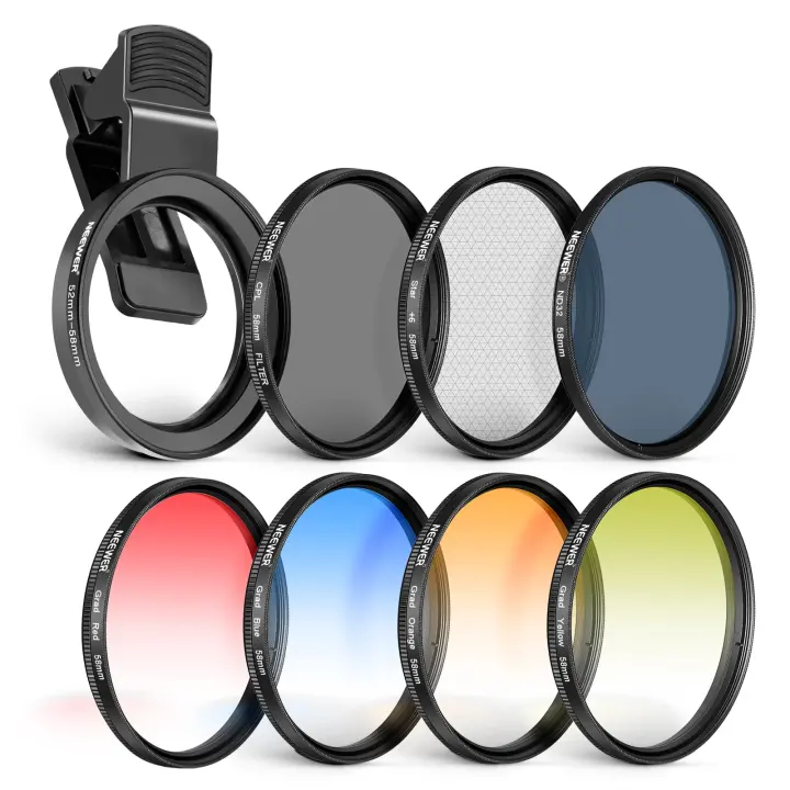 Neewer 58mm Phone & Camera Filter Kit — CPL, ND32, Star & Color Filters