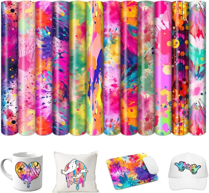 Paint-Splatter Sublimation Transfer Sheets — 12 x 10 in, 12 Sheets