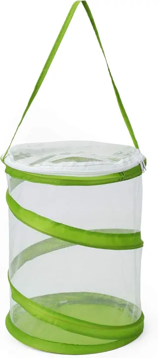 Pop-Up Butterfly & Insect Habitat Cage — Clear Mesh Terrarium, 9 x 11 in