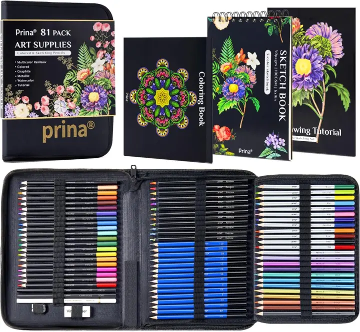PRINA 81-Piece Drawing & Sketching Kit — Complete Art Supply Set