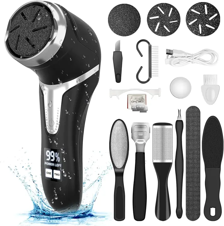 Rechargeable Electric Callus Remover for Feet with Vacuum & 3 Heads