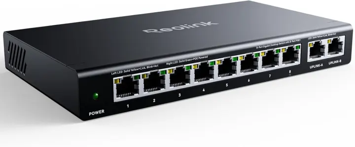 Reolink 10-Port PoE Switch — 8 PoE + 2 Gigabit Uplink (RLA-PS1)