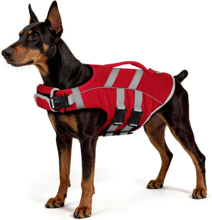 Ripstop High-Buoyancy Dog Life Jacket — Red (Size M)