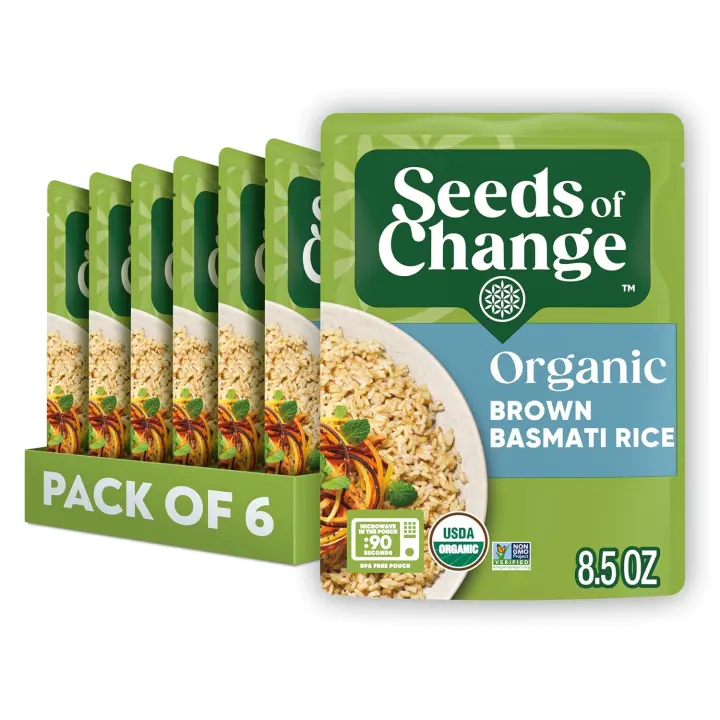 Seeds of Change Organic Brown Basmati Rice — Microwave Pouches (6 × 8.5 oz)