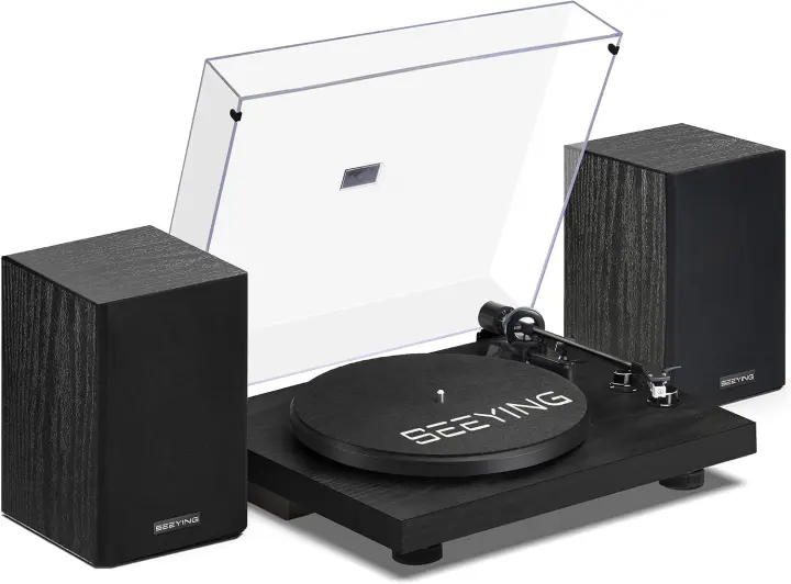 SeeYing Bluetooth Turntable System with 36W Bookshelf Speakers