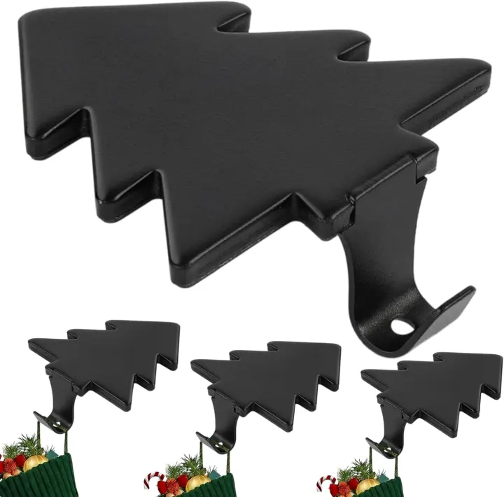 Set of 4 Mantel Christmas Stocking Holders — Heavy-Duty, Non-Slip