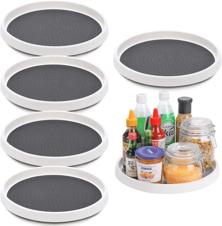 Set of 6 — 12" Non-Slip Rotating Turntables for Cabinets & Pantry
