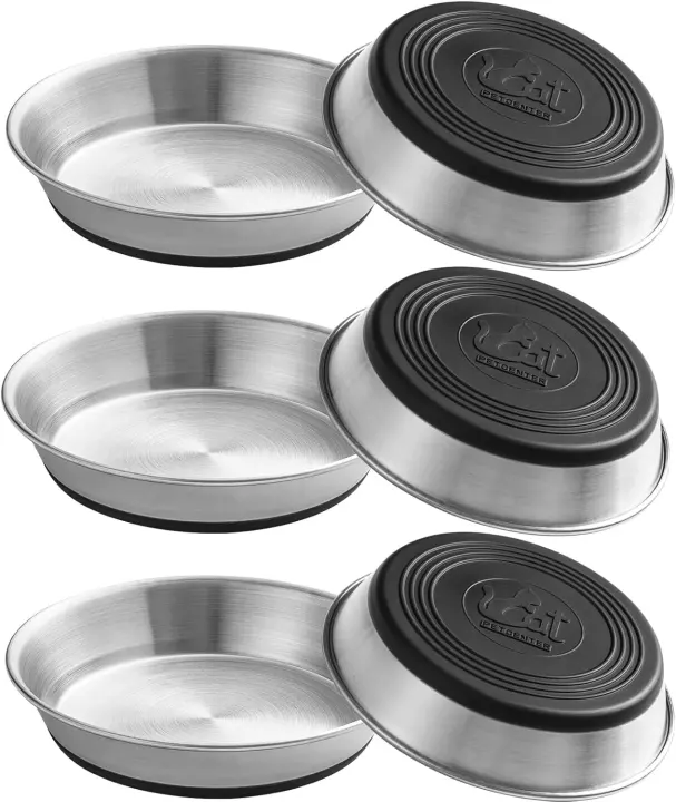 Shallow Stainless Steel Cat Bowls — Whisker-Friendly, Non-Slip