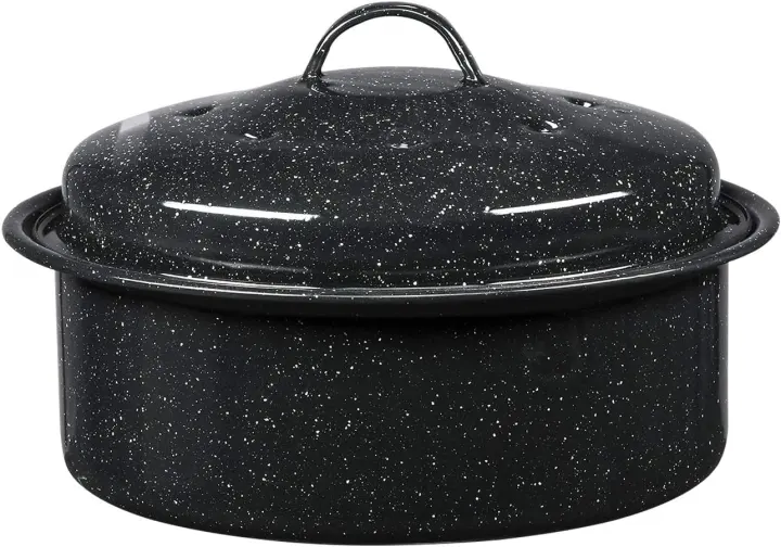 Speckled Black Round Covered Roaster — 3 lb Capacity