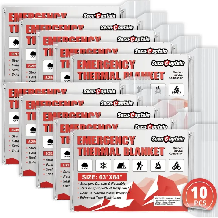 Survival Emergency Thermal Blankets Kit — Extra-Large Mylar 84×63