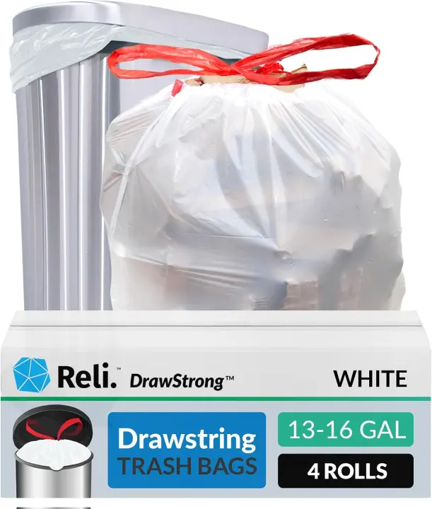 Tall Kitchen 13-Gallon Drawstring Trash Bags — 500 Count, White