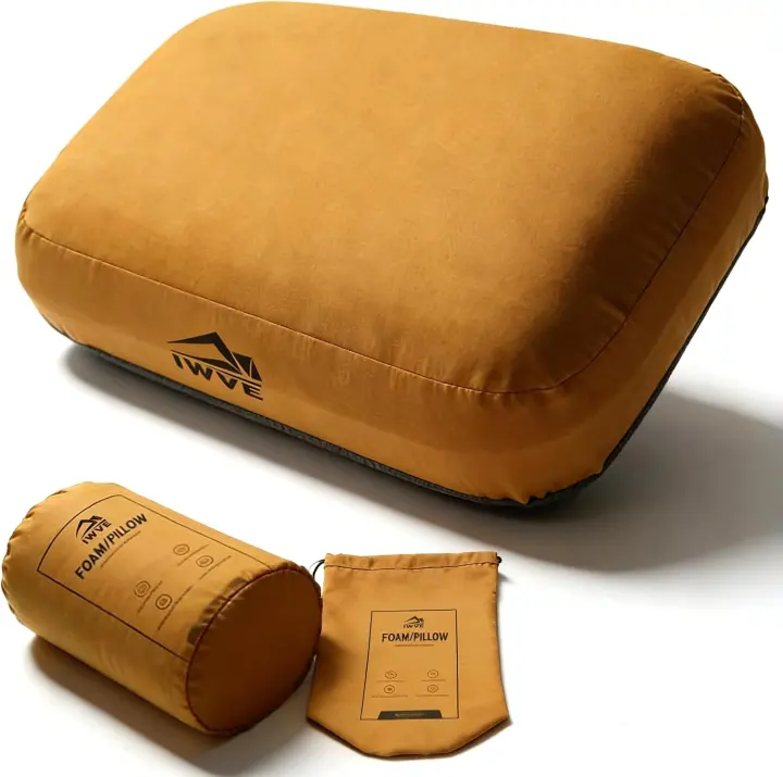 Thick Memory Foam Camping Pillow — Compressible Ultralight Travel Pillow