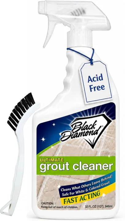 Tile & Grout Cleaner (Quart) with Brush — Acid‑Free Grout Cleaner