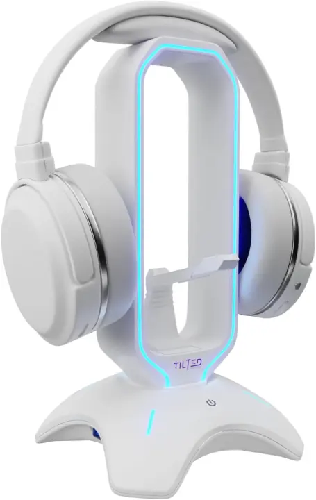 Tilted Nation RGB Gaming Headset Stand — Headset Holder with Bungee & USB Hub