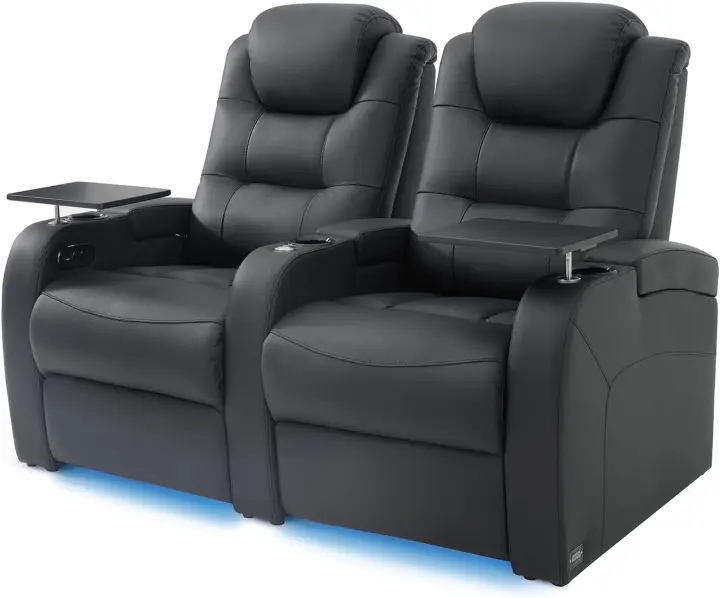 Top-Grain Leather Power Recliner Chair — Home Theater Seating
