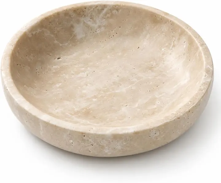 Travertine Catchall Bowl — 7.87-Inch Decorative Stone Dish