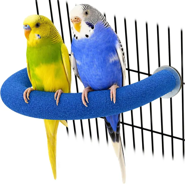 U-Shaped Quartz Sand Parrot Perch (Small) — Cage Perch, Blue