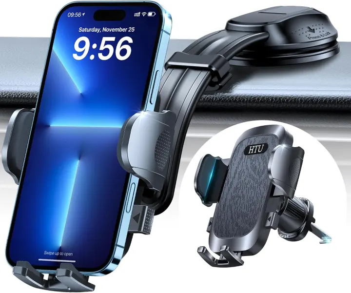 Upgraded Strong-Suction Bendable-Arm Car Phone Holder (Dashboard Mount)
