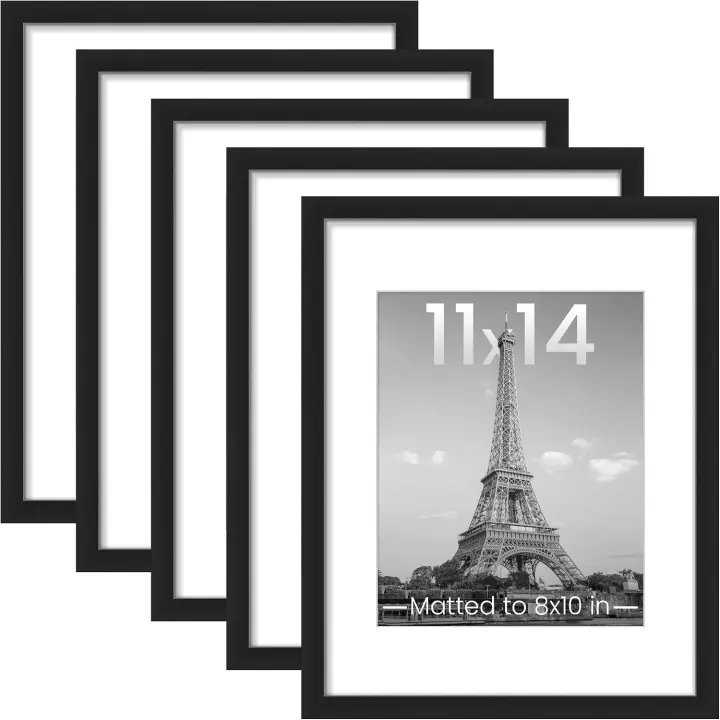 upsimples 11x14 Photo Frame Set — Pack of 5 Black Wall Frames