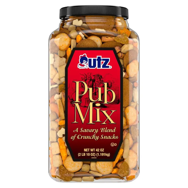 Utz Pub Mix 42 oz Barrel — Savory Snack Mix in Resealable Tub