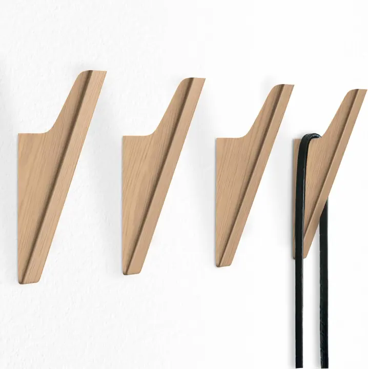 Walnut Wooden Wall Hooks — 4-Pack Heavy-Duty Coat Hooks
