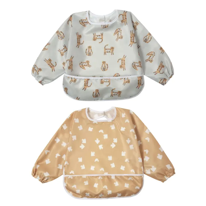 Waterproof Long-Sleeve Baby Bib Coverall (6–36 Months) — Smock Bib