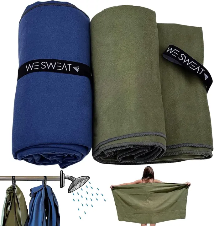 WE SWEAT 2-Pack Microfiber Towels — Quick-Dry Gym & Travel Towels
