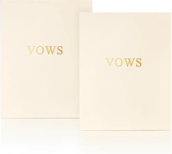 Wedding Vow Books (Set of 2) with Keepsake Box — Minimalist Gold-Foil Journals