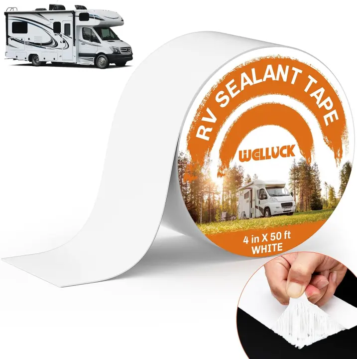 WELLUCK RV Roof Repair Tape — 4 in x 50 ft White Butyl Sealant
