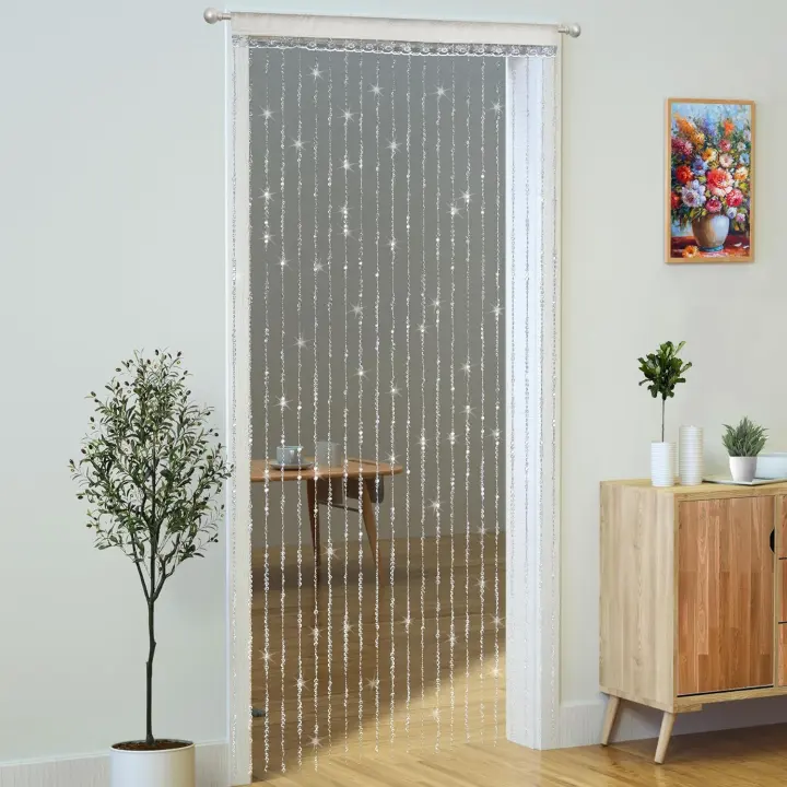 White Crystal Acrylic Beaded Door Curtain — 36 x 79 in, 1 Panel