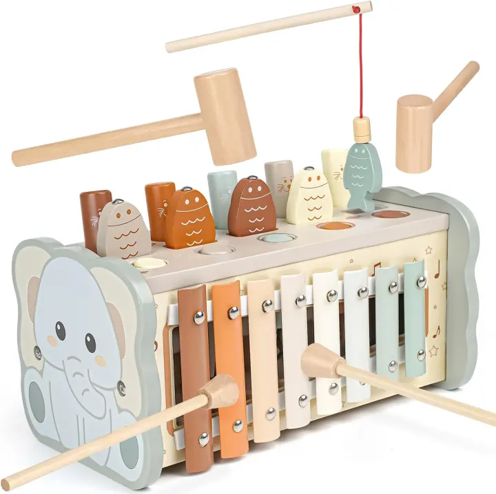 Wooden Montessori Hammering & Xylophone Toy Set for 1-Year-Olds